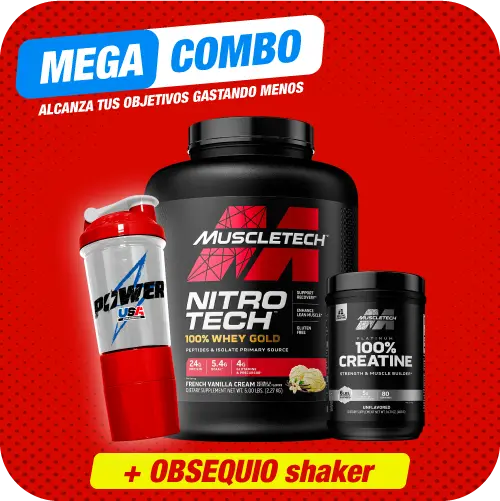 Combo Nitro Tech Whey Gold 5 libras + Creatina Platinum + Obsequio