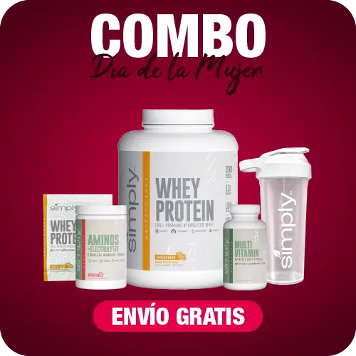 Combo Whey Simply 5lbs + Aminos 35 serv + Multivitamínico + Shaker + Muestra