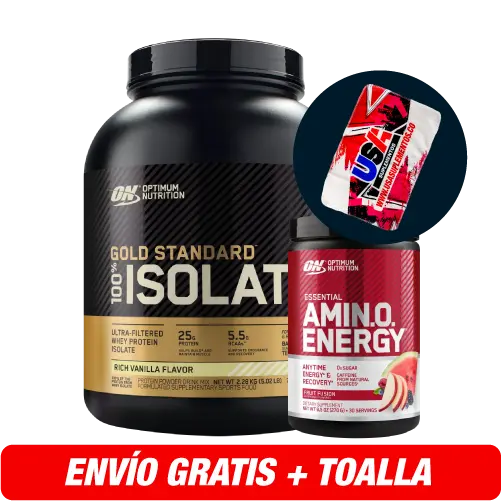 Isolate Gold 5 libras + Amino Energy 30 servicios + Toalla
