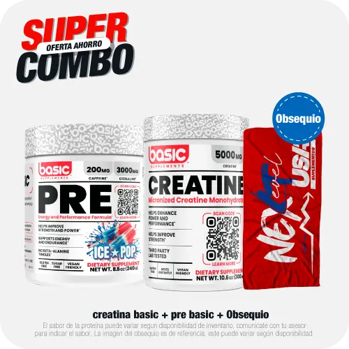 Combo Creatina Basic + Pre Basic + Obsequio