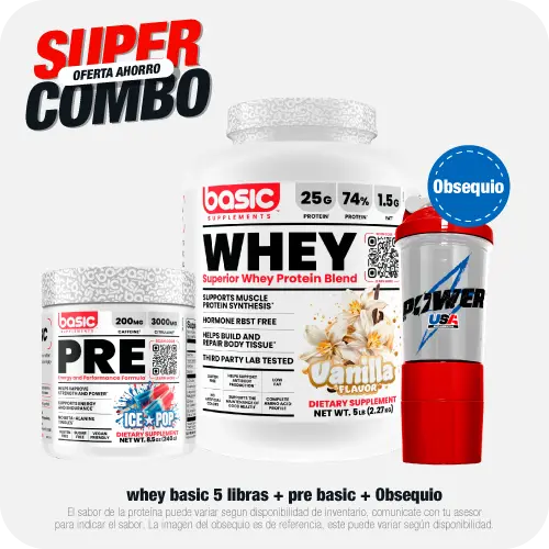 Combo Whey Basic 5 libras + Pre Basic + Shaker Obsequio