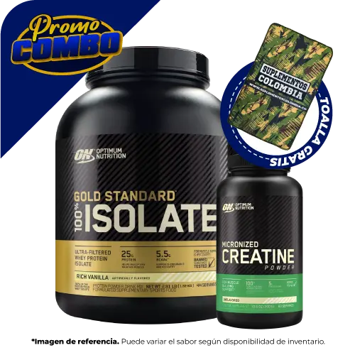 COMBO ISOLATE GOLD 3 LIBRAS + CREATINA ON 60 SERVICIOS + TOALLA GRATIS