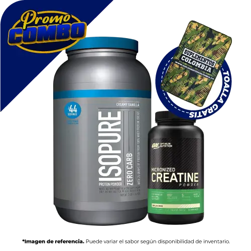 COMBO ISOPURE 3 LIBRAS + CREATINA ON 60 SERVICIOS + TOALLA GRATIS